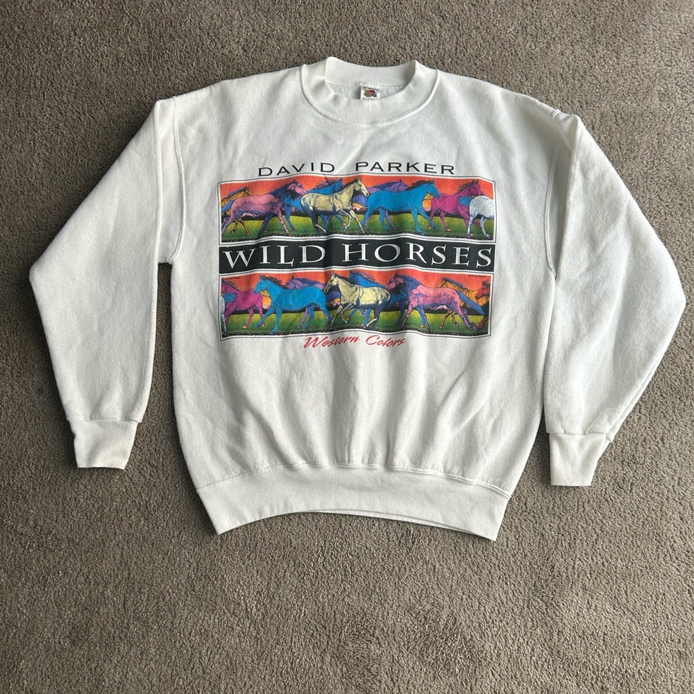 Vintage David Parker Wild Horses Print Sweater‎
